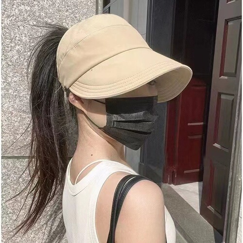 Ruth-style open-top fisherman hat for women, full-face covering, versatile, face-slimming, UV protection, trendy duckbill hat