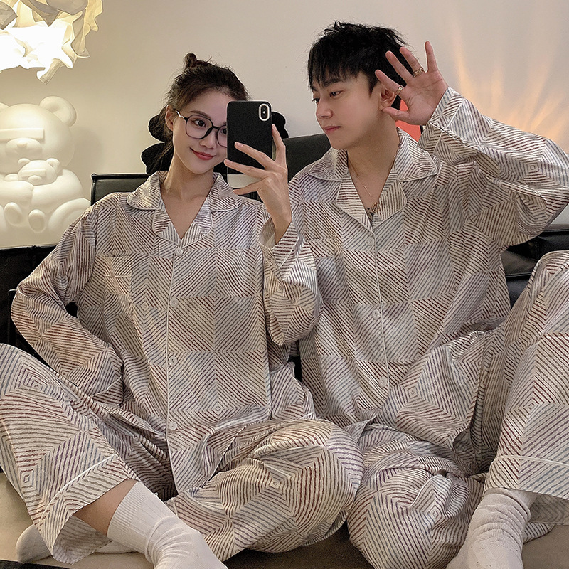 Alta calidad Panda pareja Pijamas Mujer primavera y otoño hielo seda 2024 nuevo verano de manga larga homewear hombres traje