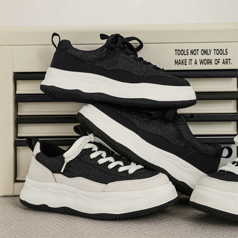 Мужская обувь 2025 весна мужская сосновая кондитерская подошва дикая белая обувь повседневная обувь мужская толстая подошва