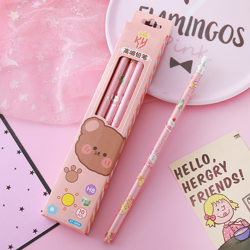 Lápices de caja de alto valor Papelería creativa Herramientas de escritura para estudiantes Práctica de caligrafía Lápiz de madera Lápiz triangular circular