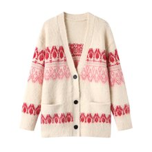 现货2025秋季新款明星同款宽松休闲民族风提花高级感显白针织开衫