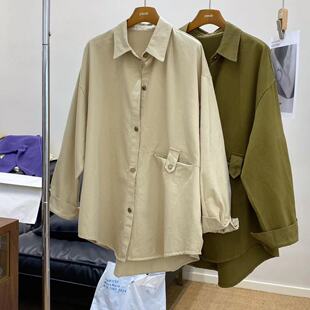 Spring and Autumn new maternity clothes Korean fashion slimming lapel shirt trendy hot mom design long sleeve shirt