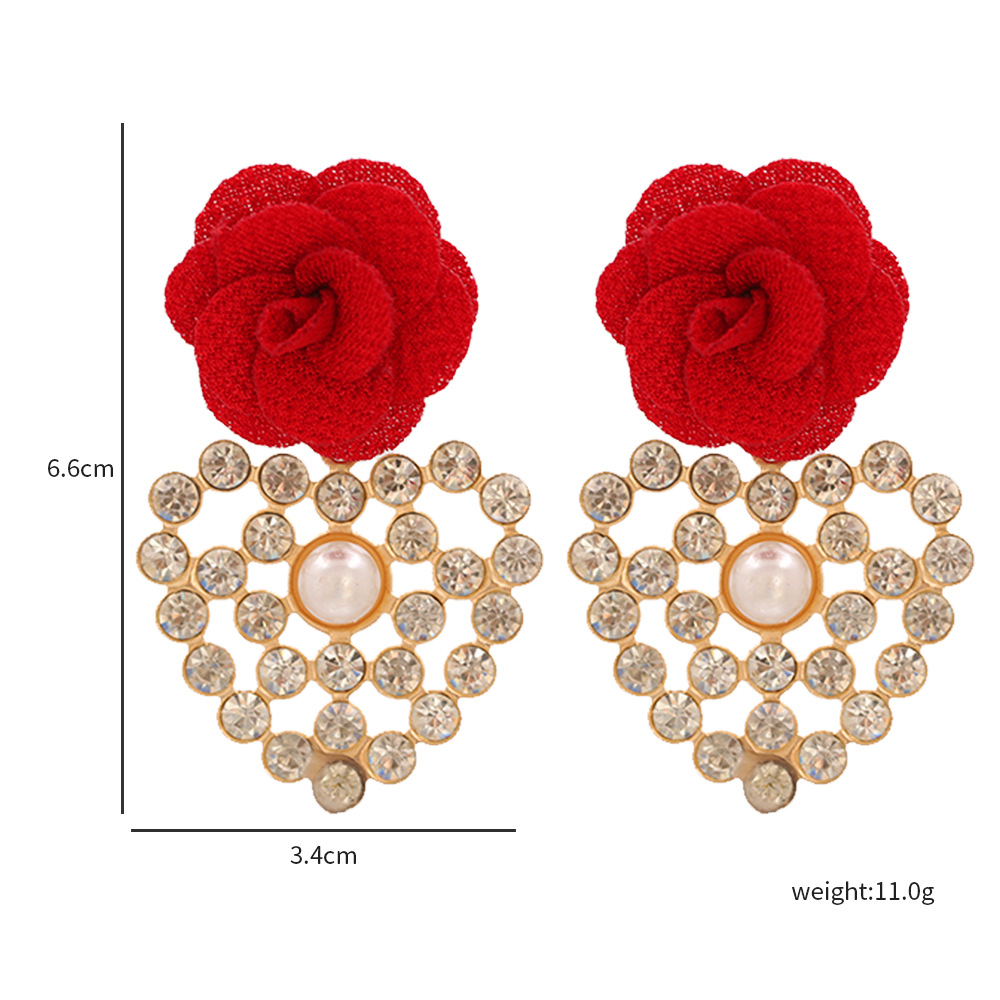 Fashion Geometric Heart-shaped Inlaid Rhinestone Flower Earrings display picture 26