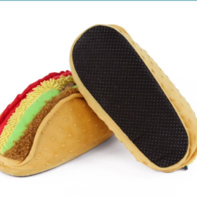 跨境新款Taco Slippers创意新奇趣味墨西哥鸡肉卷毛绒防滑棉拖
