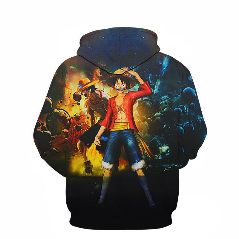 2023 Spring and Autumn Piece King Luffy 3D Digital Printed Sweater Trendy Loose Hooded Baseball Jersey_voghion.com