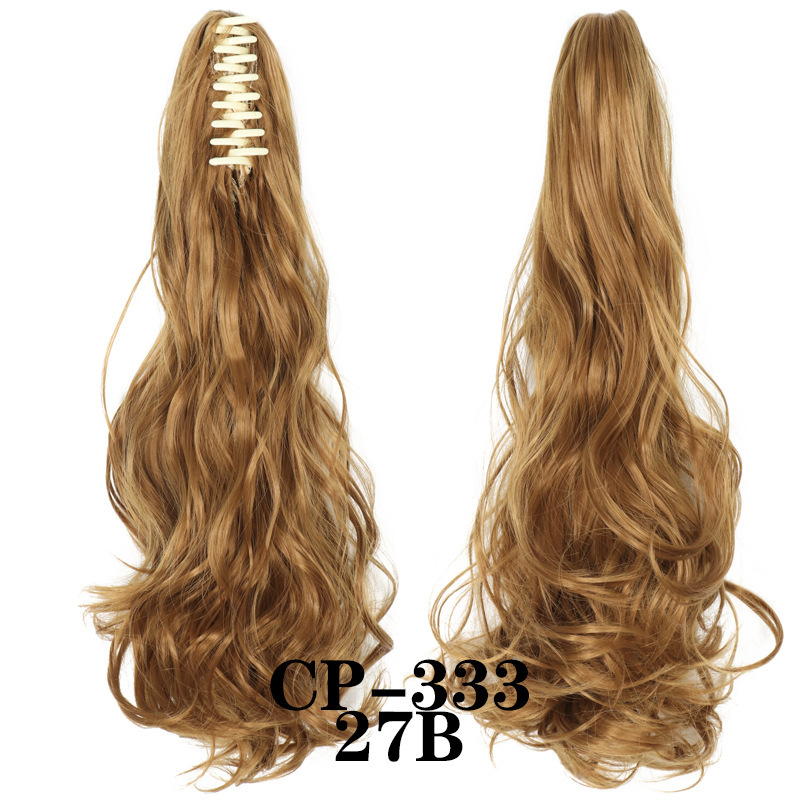 Europa y los Estados Unidos pelucas ondas largas pelucas de fibra química agarrar clip de cabello rizado garra de caballo 8 dientes fábrica de cola de caballo en stock