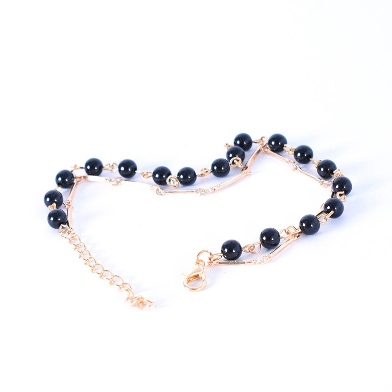 Beach ankle bracelet, beaded bracelet handmade, Korean style, simple and elegant design