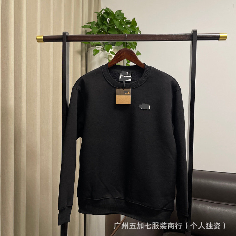 Cross-Border Trendy Brand North Face Fleece-Lined Thickened Unisex Crew Neck Long Sleeve 500g Winter Men's Sweatshirt