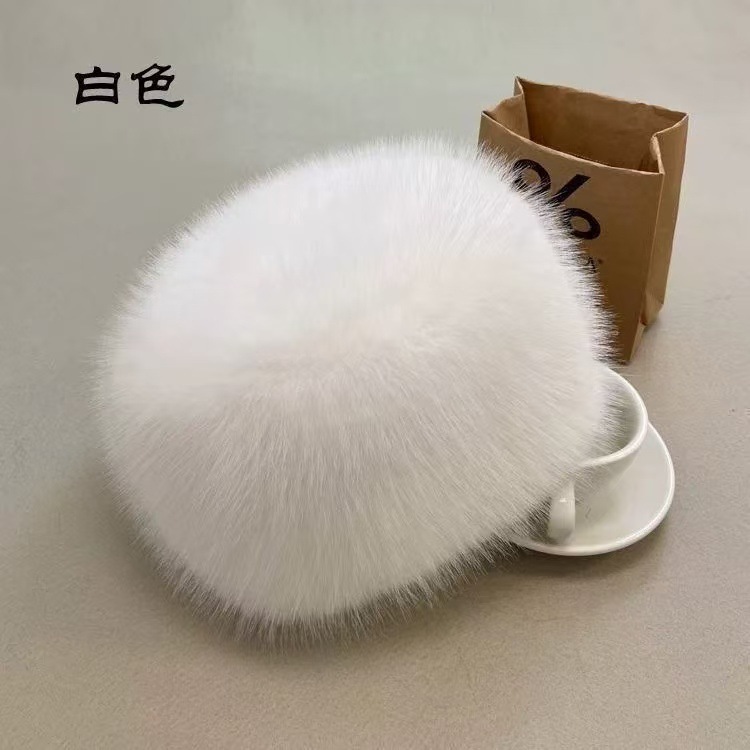 国境を越えた工場卸売模造毛皮卸売新しいキツネの毛皮のフラットトップ帽子厚い毛皮の暖かい耳保護ドームスタイル|undefined