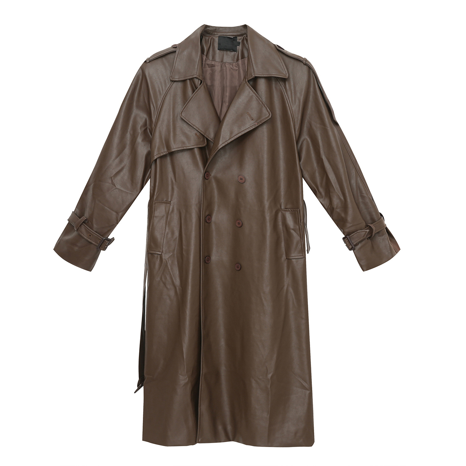 Mtlclothes ropa de Hombre | 2023 otoño e invierno nuevo vintage costura deconstrucción diseño largo trench coat cuero para hombres