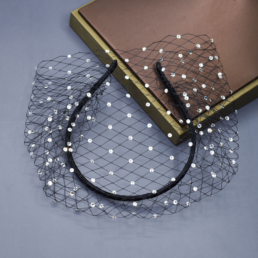 105g Weight Birdcage Veils, Party Headpieces Hair Accessories Type 1 Piece Quantity Wedding Occasion Rhinestone Material Grid Pattern Women's Gender Handmade Design Elegant, Bridal Style Women's Elegant Lady Bridal Grid Rhinestone Handmade Birdcage Veils Party Headpieces 10