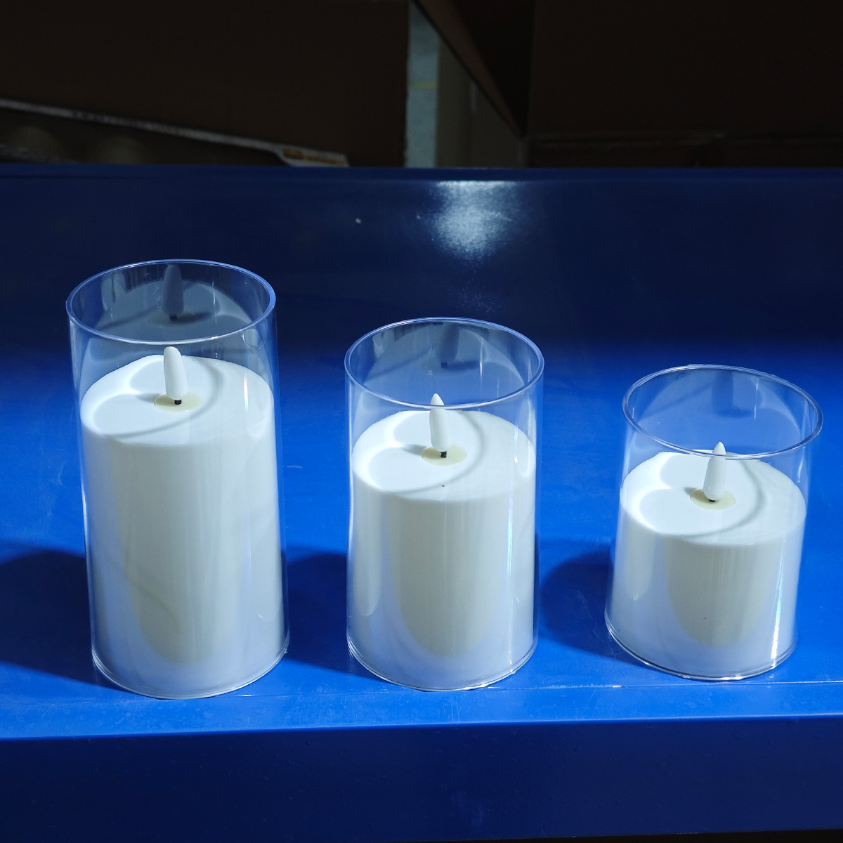 Vela electrónica LED de simulación de plástico sin humo vela gris taza de cera Navidad ambiente de boda diseño de luz de vela