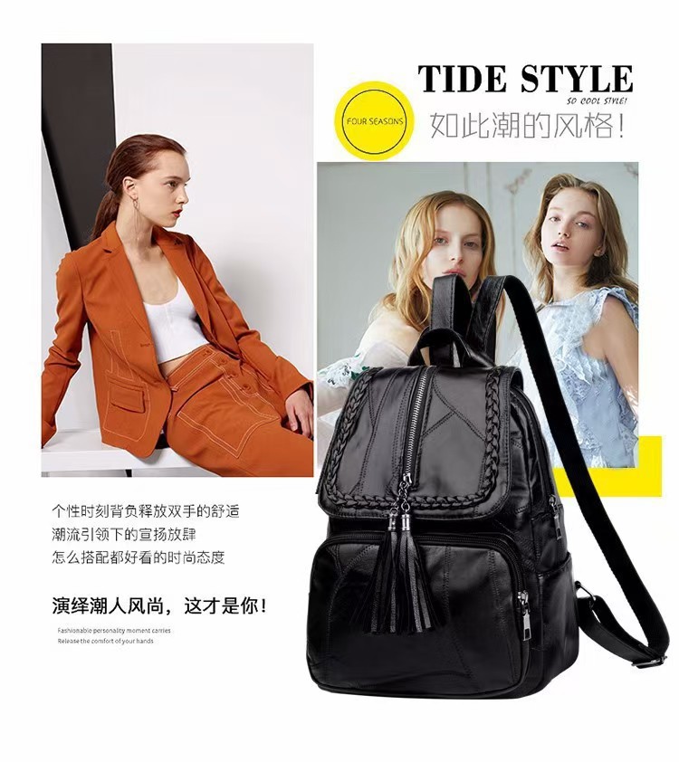 Grenzüberschreitend neu 2026 Freizeit-Rucksack für Damen PU mit Fransen vielseitig kombinierbar Damenbeutel Studentenrucksack Reiserucksack Schulrucksack