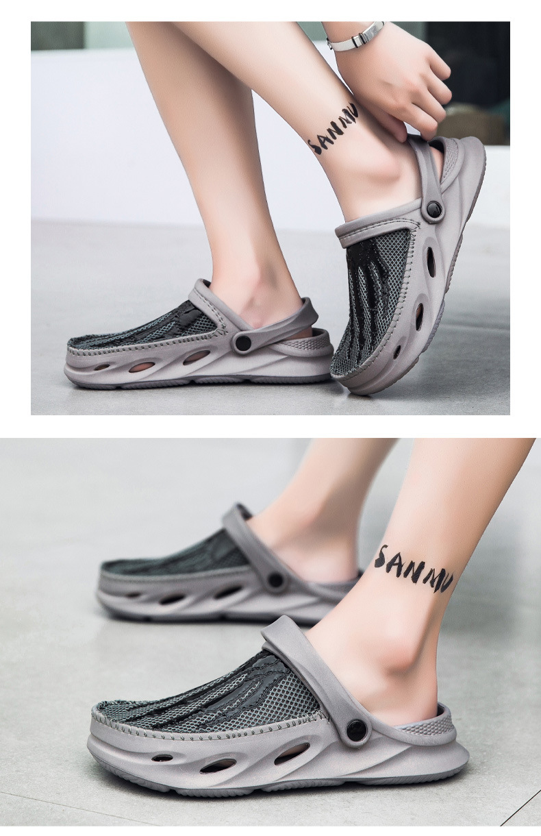 Ademende mesh clogs voor heren antislip outdoor slippers_voghion.com