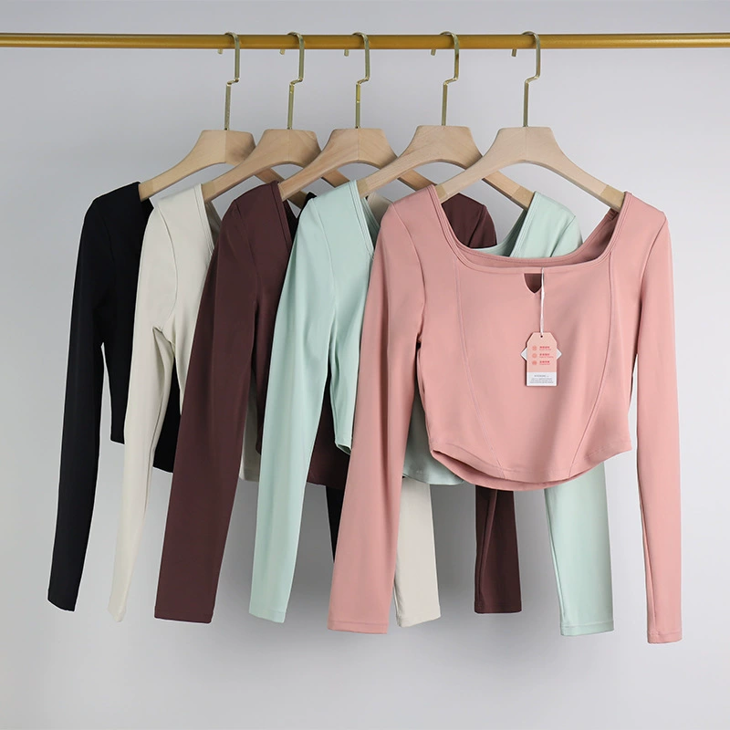 Спортивная футболка с длинным рукавом, футболка с коротким рукавом, быстро сохнущие накладки на грудь, зимняя йога-одежда
