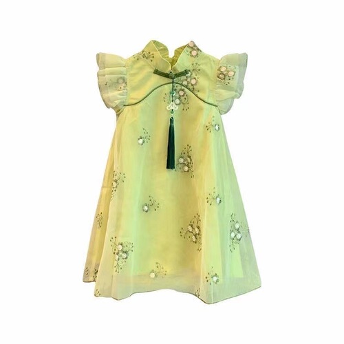 Girls' cheongsam summer children's costume skirt thin baby one-year-old dress super fairy Tang suit Chinese style vest dress