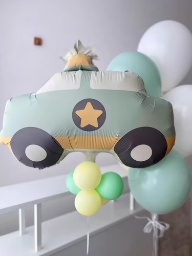 Cute matte matte car airplane rainbow aluminum film balloon children's first birthday decoration party decoration