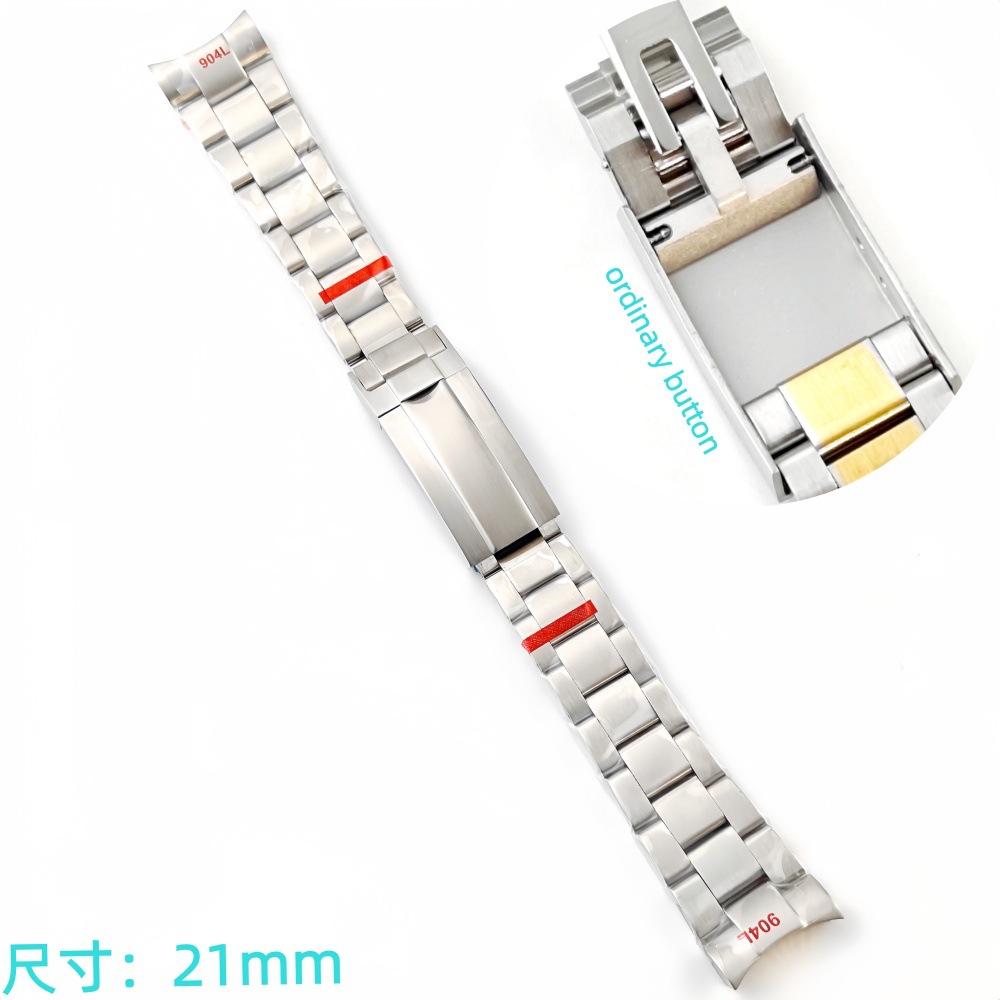 Correa de acero de ajuste fino pulsera de pulsera 21mm sólido de acero plegable accesorios de reloj Renacimiento