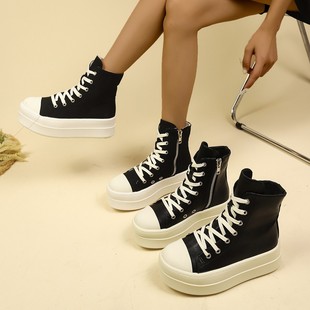 Foreign trade plus size thick-soled canvas shoes women's high-top shoes 2024 new summer and autumn fashion cool casual shoes niche short boots