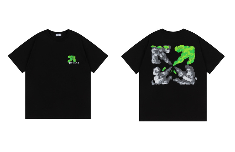 トレンディな漫画落書き油絵矢印半袖男性と女性ルーズカップル OFW 純綿半袖 Tシャツ夏 mk ゼブラ|undefined