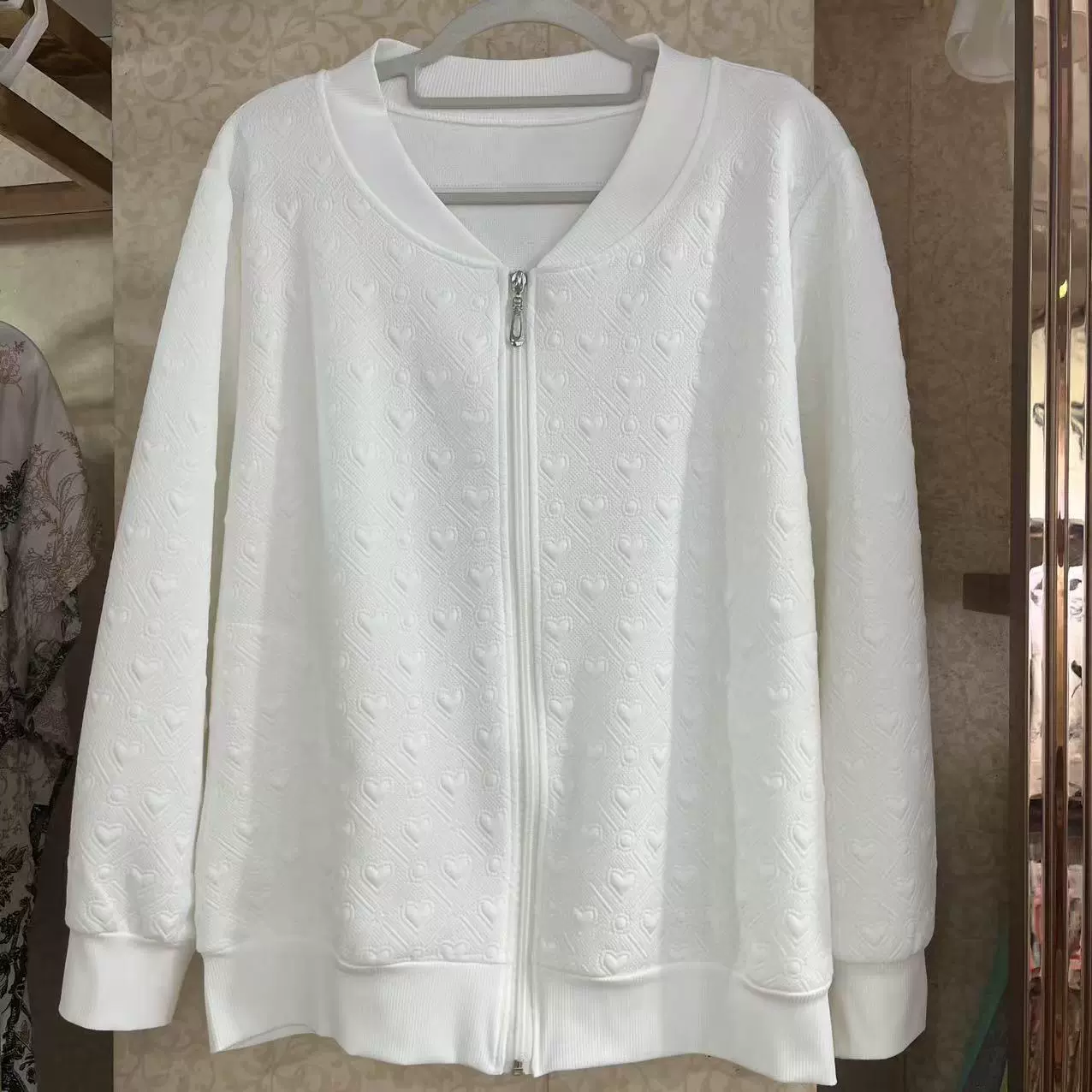 秋季新款纯色小外套提花卫衣小夹克衫棒球服女装长袖拉链外套圆领