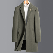 FW4346  2021冬季新款时尚潮流男士大码刺绣翻领中长款大衣外套
