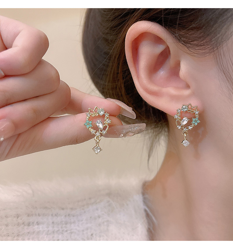1 Pair Sweet Flower Alloy Inlay Rhinestones Opal Womenu0027S Drop Earrings