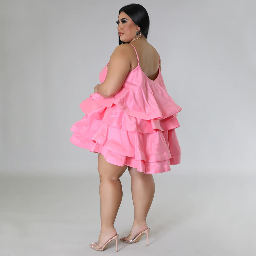 Sexy ärmelloses Rüschenkleid für Damen, verstellbare Schulterträger, europäisch-amerikanischer Stil, Dropshipping möglich, Übergrößen_voghion.com