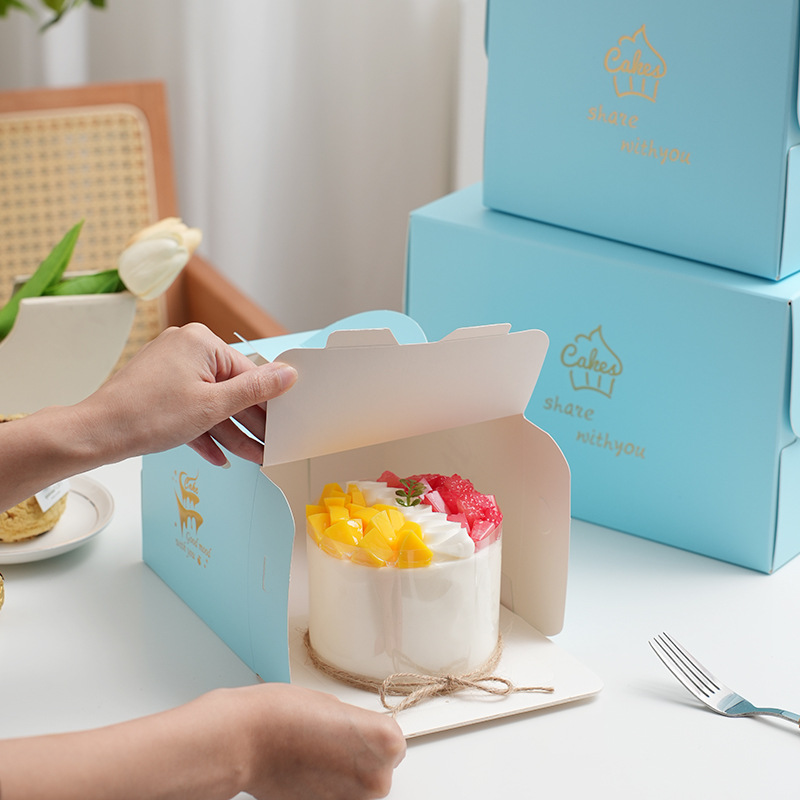 Caja de embalaje de pastel de cumpleaños portátil engrosada Caja de pastel de 4 pulgadas aumentada Caja de embalaje para hornear de 6 pulgadas al por mayor