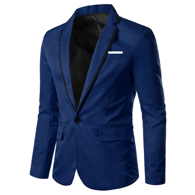Men's Clothing Spring and Summer Non iron Long sleeved Slim Fit Solid Color Suit Men's Small Suit Black_voghion.com