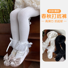 女儿童宝宝学生打底连裤袜女袜春季新品连裤袜果果纱蝶竖条棉童裤