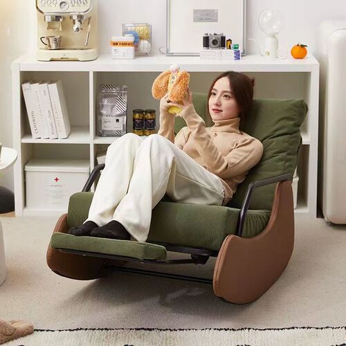 Rocking chair with adjustable adult leisure comfort lazy sofa balcony living room high-end single sofa, can lie down and sit