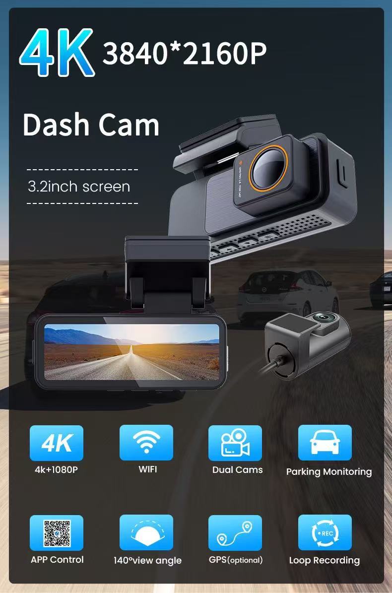 X30 Dash Cam 4K HD Night Vision Front and Rear Dual Recording Mobile Phone Connection Dual Lens Car DVR Gravity Sensing