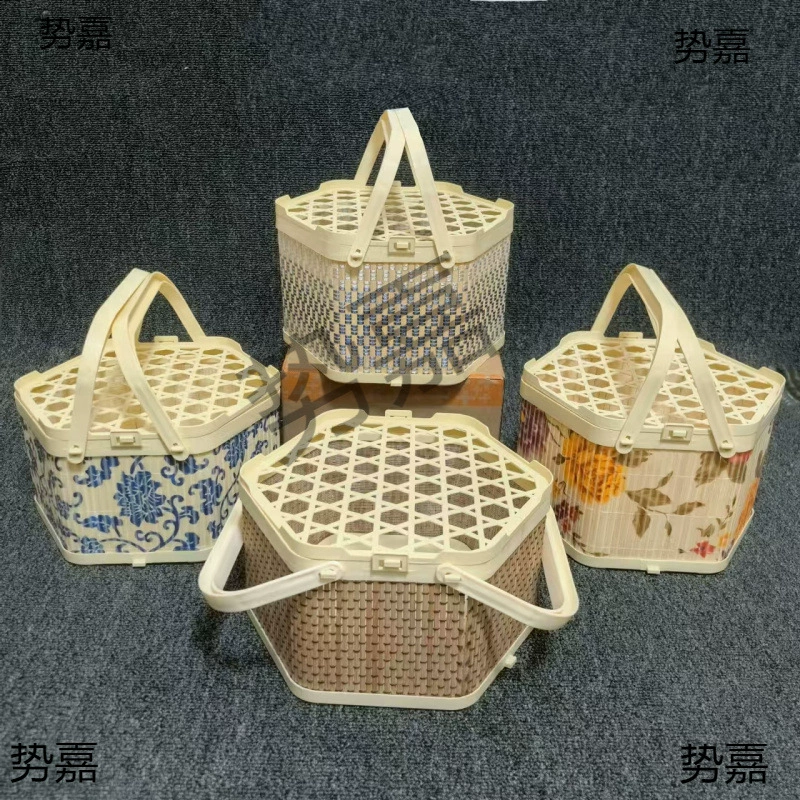 Портативная шестиугольная корзина из искусственного бамбука с пластиковым покрытием, фрукты Bayberry, местная фирменная подарочная коробка, упаковка, оптовая продажа, яйца с ягодами