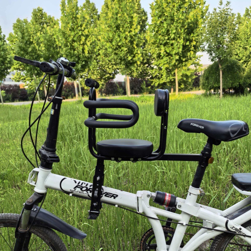 Folding Bike Front Seat with Footrest Accessories, Fence with Backrest