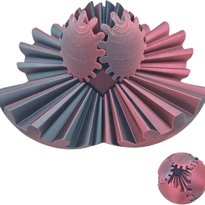 跨境新品3d齿轮旋转球3D打印玩具3D Printed Gear Ball Spin Bal|undefined