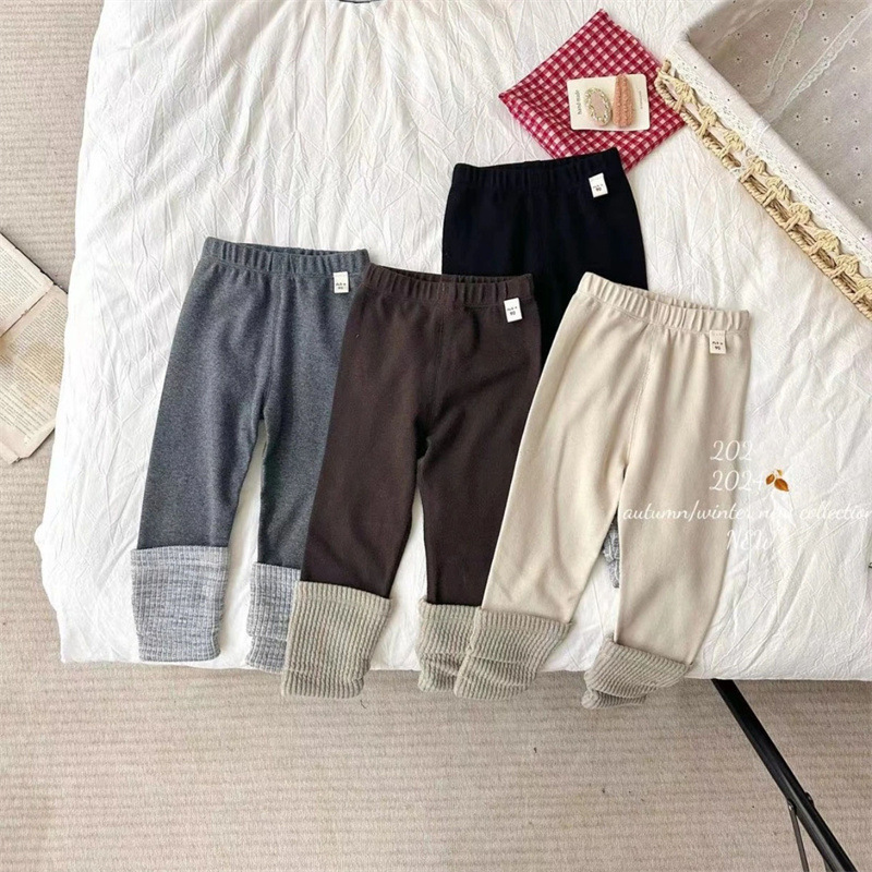 Qi Qiqi niñas dulce otoño nuevo estilo de niños coreanos estilo de empalme extranjero pantalones casuales pantalones de primavera y otoño