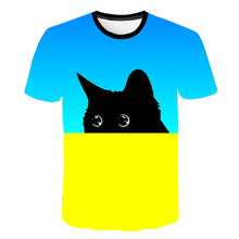 熱賣歐美風 圓領爆炸可愛貓咪T恤 數碼3D印花男式短袖 廠家直銷