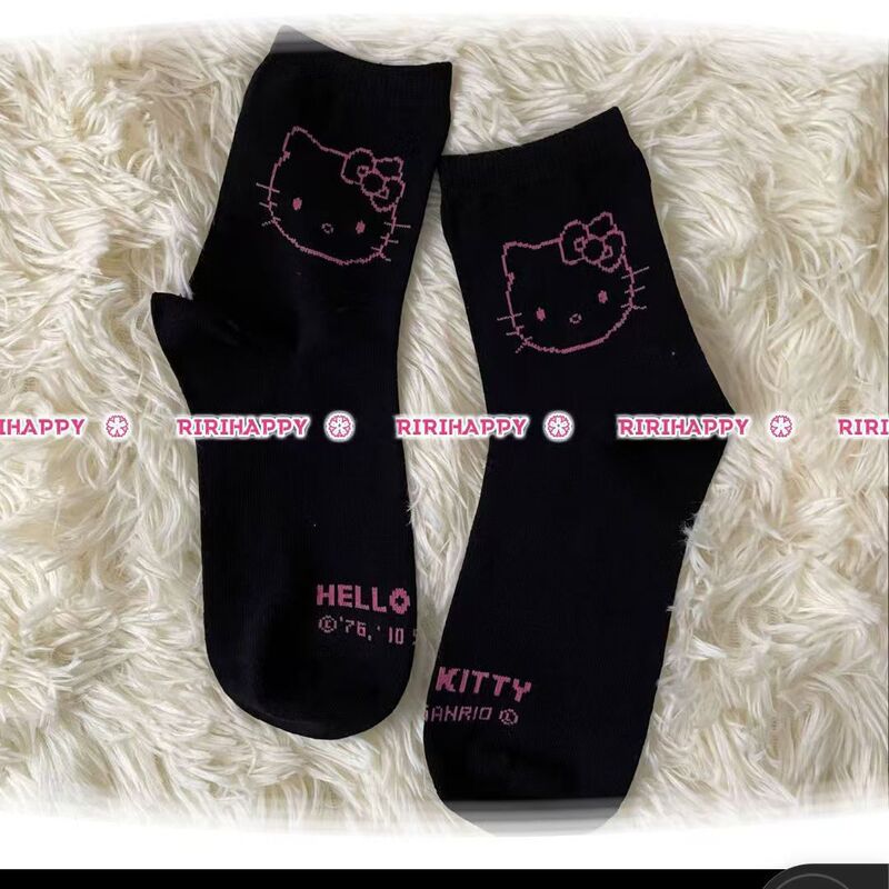 RIRIHAPPY three-color cotton hellokitty socks in the tube cartoon socks cute girls pile socks