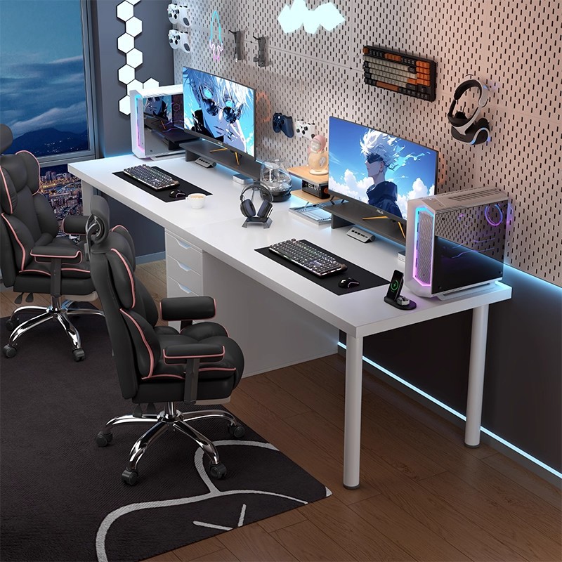 Doble mesa de deportes electrónicos dormitorio de chicos mesa de computadora blanca de escritorio mesa de escritorio red de escritorio de aire crema simple mesa de trabajo