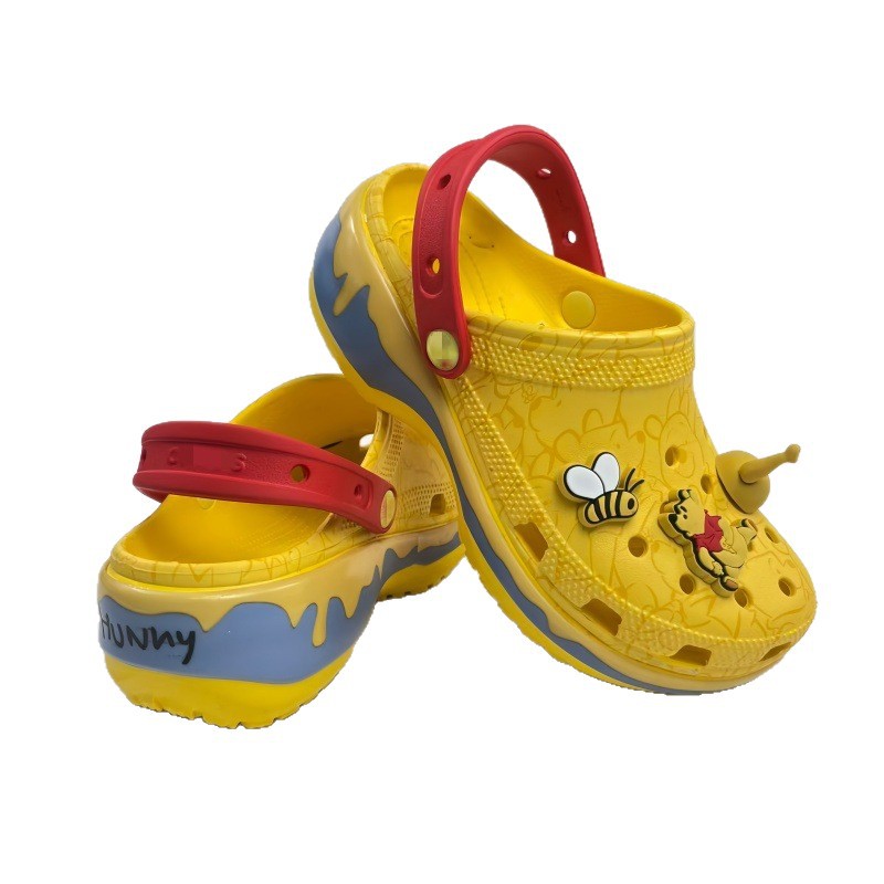 Croos nuevo oso Pooh nubes agujero zapatillas zapatillas de mujer zapatillas cordones flores lindos colgantes zapatillas