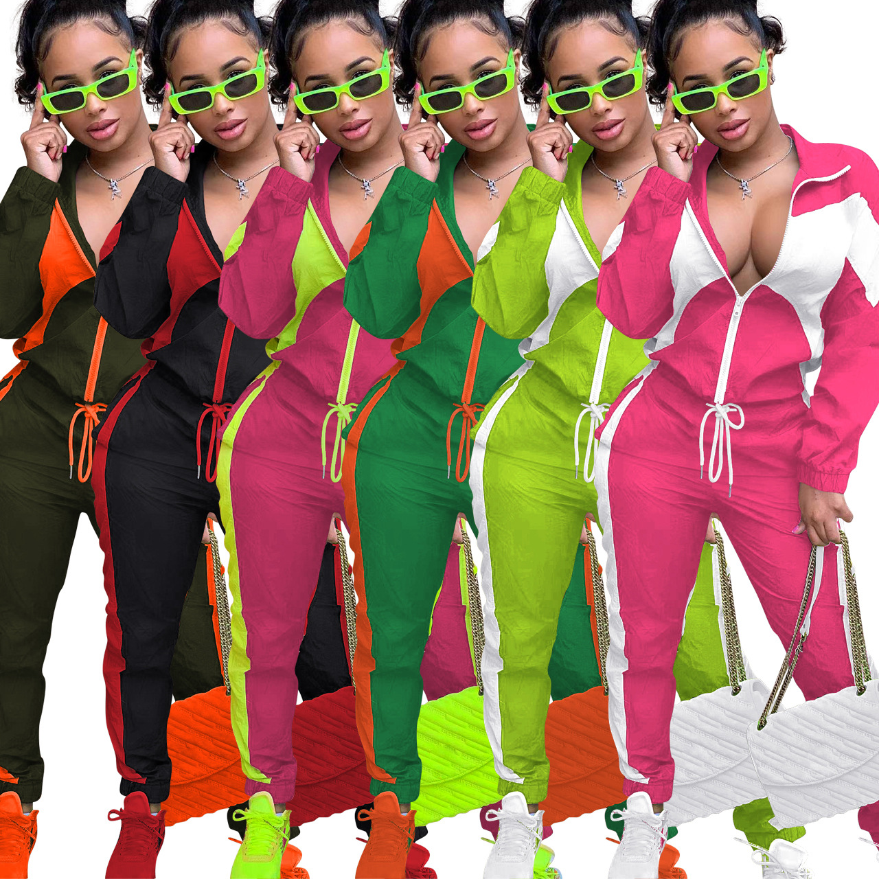 364g Weight Long Sleeve Sleeve Length Polyester Fabric Type Pant Co-ord Set Sets Type 2 Pieces Set Quantity Daily Occasion Turndown Neckline Regular Fit Fit Type Color Block Pattern Spring, Autumn Season Women's Gender Casual, Streetwear Style Daily Women's Casual Streetwear Color Block Polyester Pant Co-ord Set Pants Sets 21