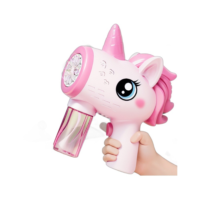 Popular Unicorn Bubble Machine Handheld Gatling Bubble Gun Children's Fully Automatic Light Bubble Machine Toy Internet Celebrity