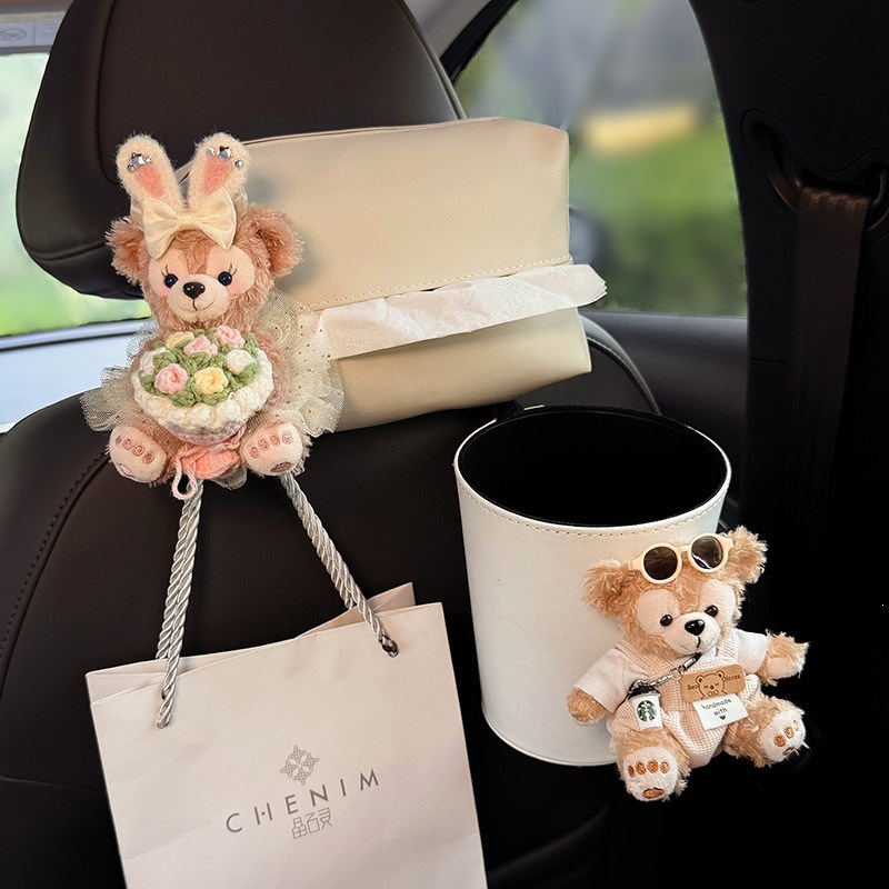 Shirley Duffy Car Trash Can and Tissue Box 2-in-1 Hanging In-Car Storage with a High-End Feel for Women