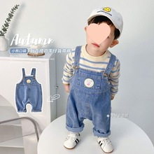 春秋款婴儿水洗牛仔背带裤男童女童连体长裤宝宝秋季休闲高腰裤子