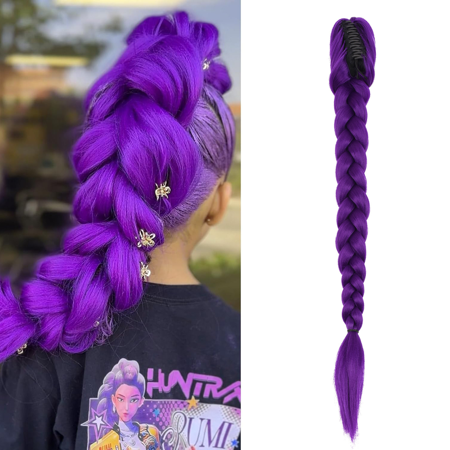 Peluca de Cola de Caballo con Trenzas de Fibra de Alta Temperatura para Cosplay
