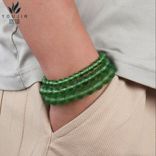 天然捷克陨石能量手串批发 绿玻璃陨石串珠手链义乌配饰高级感