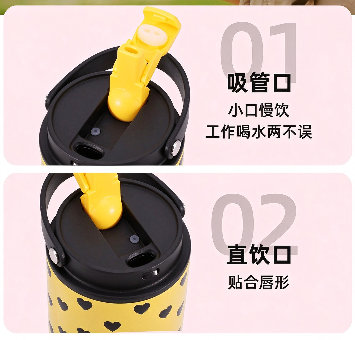 New 304 Stainless Steel Thermos Cup Creative Plaid Pattern Large Capacity Insulated Cup with Handle and Straw Car Cup Wholesale