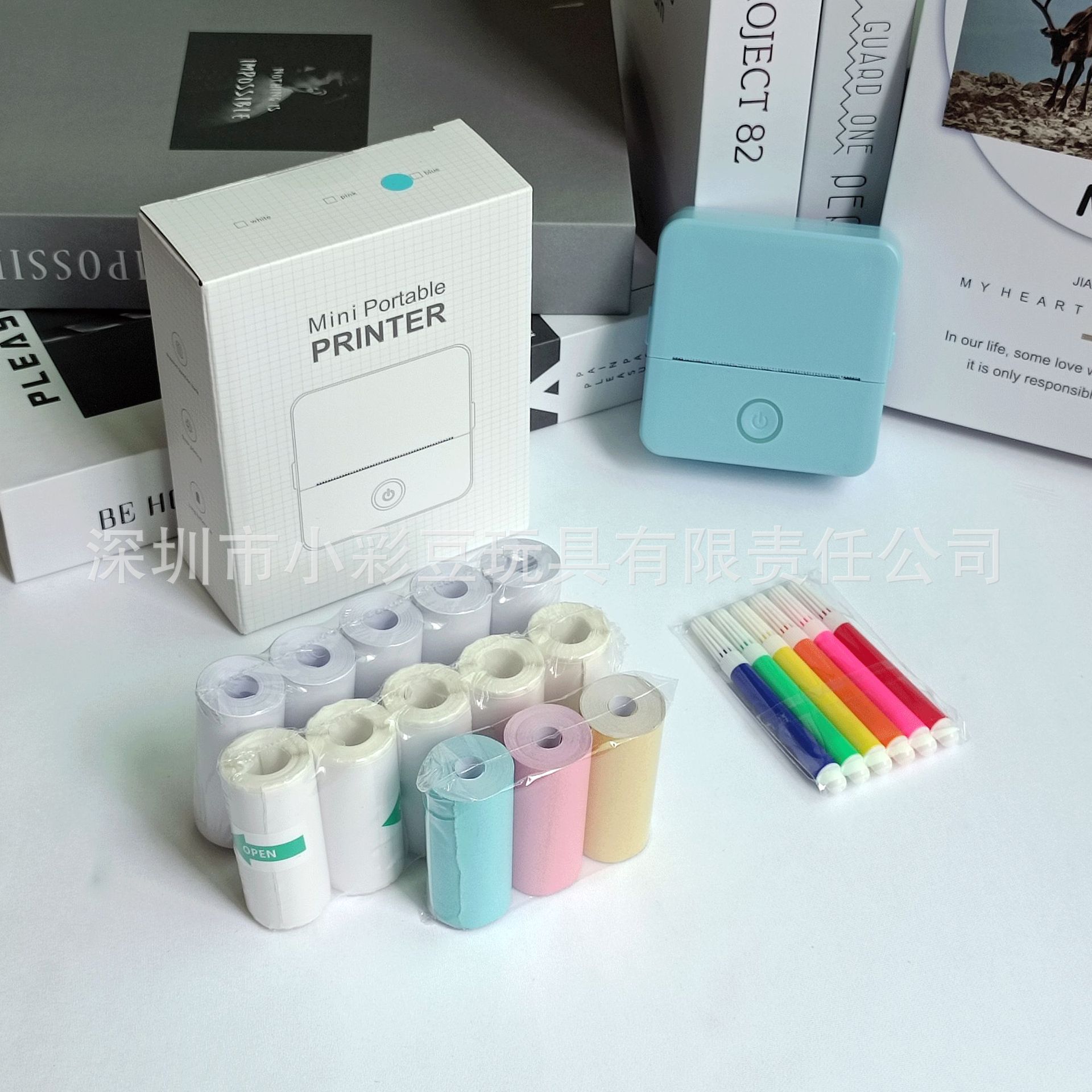 X6 파란색 + 감열지 5개 + 접착지 5개 + 색지 3개 + 색펜