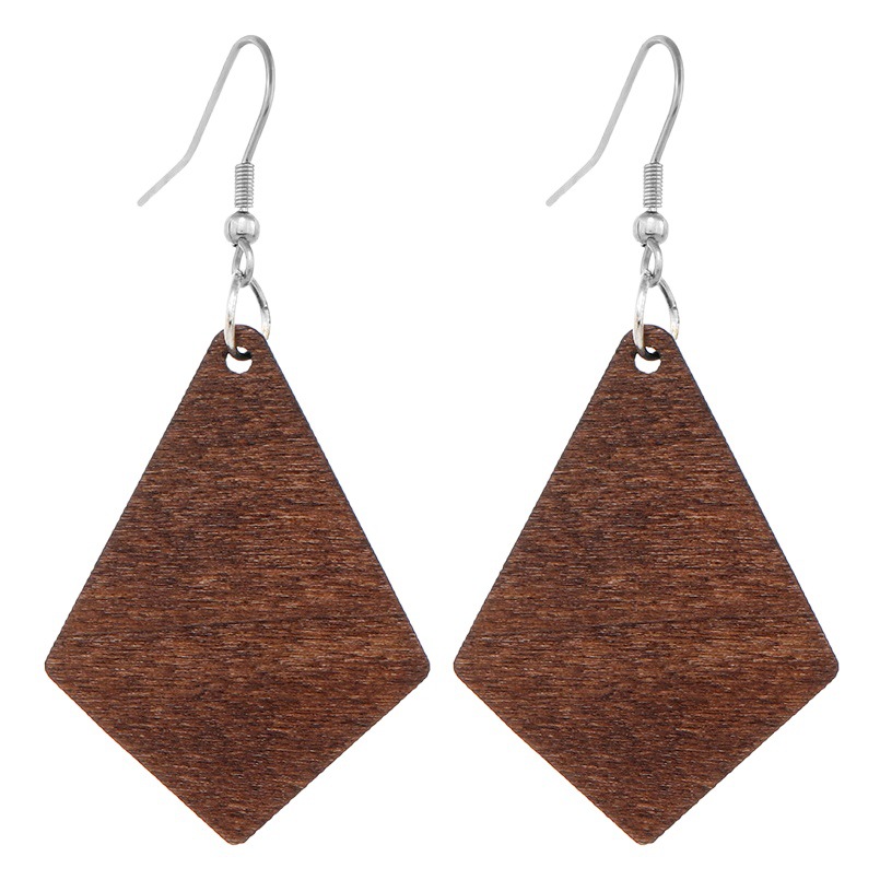 2022 New Cross-border Hot Sale European and American Retro Style Wood Hollow Earrings Women's Simple All-match Geometric Creative Earrings